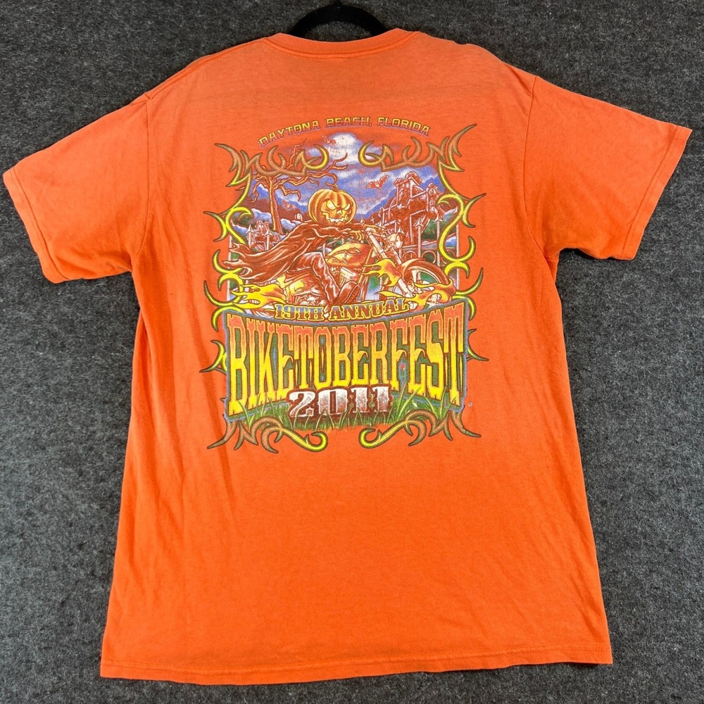 VTG Biketoberfest 2011 Daytona Beach Florida Shirt Mens Large Orange Motorcycle